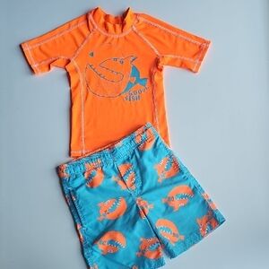 Fish Print Rashguard Set